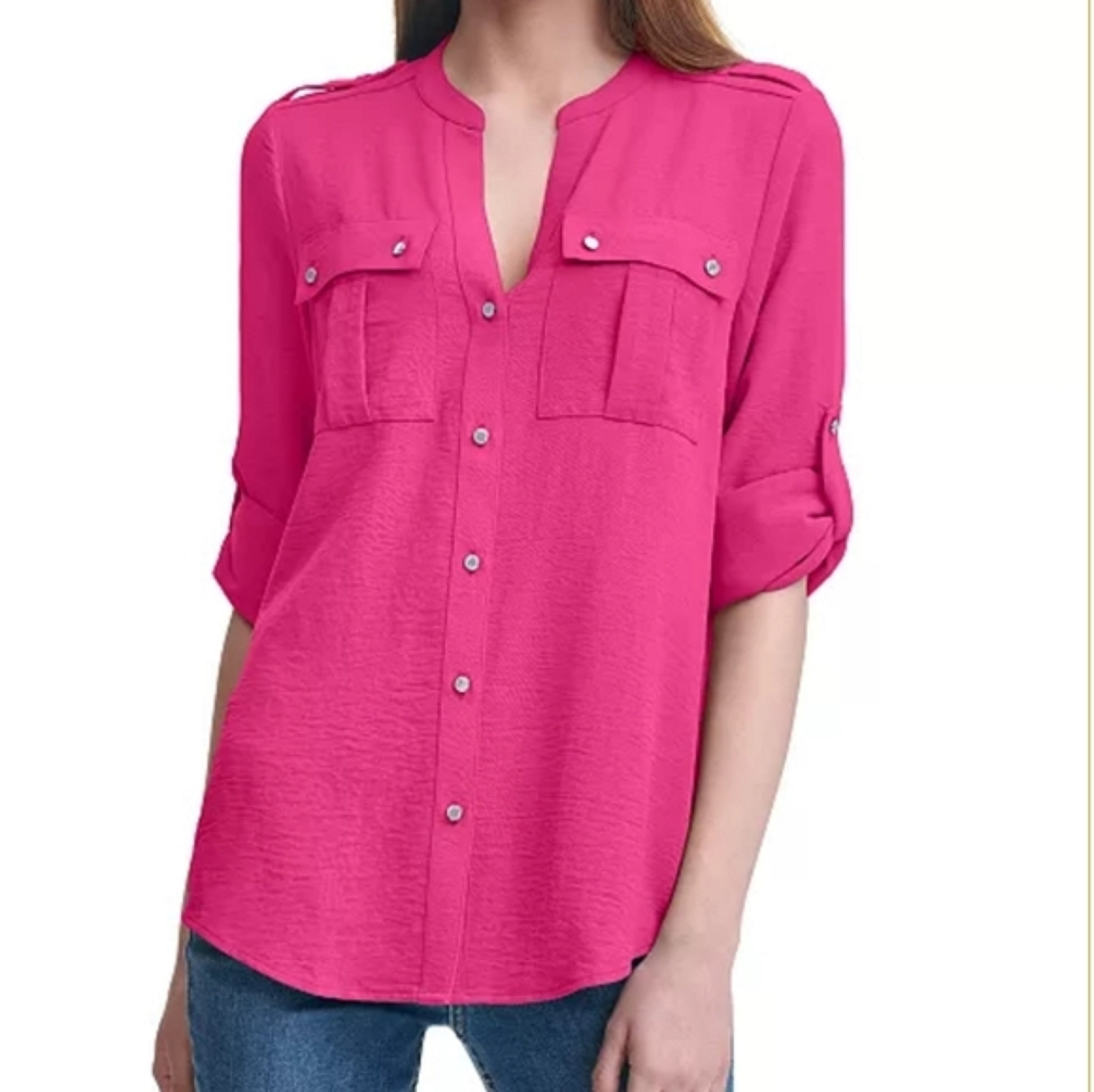 calvin klein zip pocket blouse