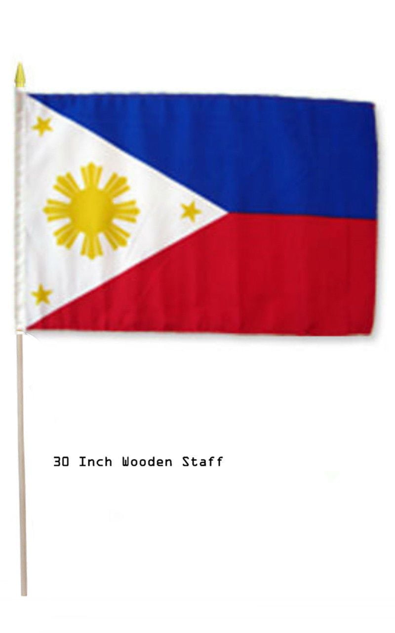 12x18 Wholesale Lot 3 Philippines Country Stick Flag 30" wood staff 