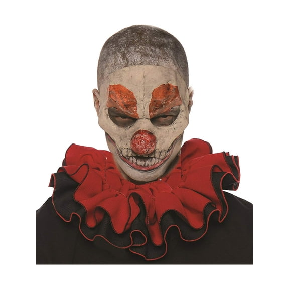 Adults Circus Harlequin Red Black Clown Collar Costume Accessory