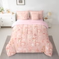 thumbnail image 2 of Manfei Kawaii Magic Deer Bedding Comforter Set 7pcs for Kids, Cartoon Rainbow King Bedding Sets, Flower Leaf Botanical Reversible Bed Sheets, Luxury Bedroom Decor, 2 of 7