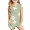 thumbnail image 2 of Cethrio Toddler Girls Outfit Sets, Floral Print Flutter Sleeve Soft T-Shirts and Shorts Sets Green Size 5T, 2 of 8