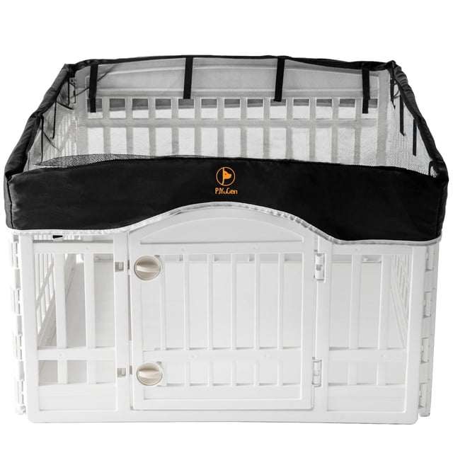 Funda para parque de juegos para perros PJYuCien, parte superior de malla, 4 paneles, 90 cm, negra