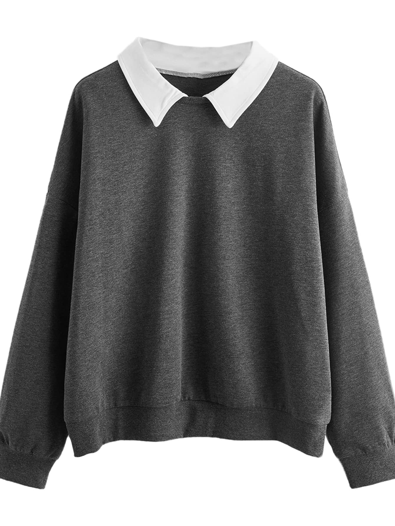Women's Plus Contrast Collar Drop 