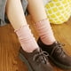 thumbnail image 5 of Calcetines de mujer, dobladillo con volantes, calcetines casuales hasta el tobillo, calcetines de algodón de punto transpirables y frescos con cuello redondo y flecos, 6 pares, 5 of 5