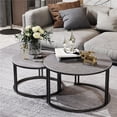 thumbnail image 4 of Wisfor Round Nesting Coffee Table Set of 2 Stackable Sintered Stone Side End Table, Gray, 4 of 12