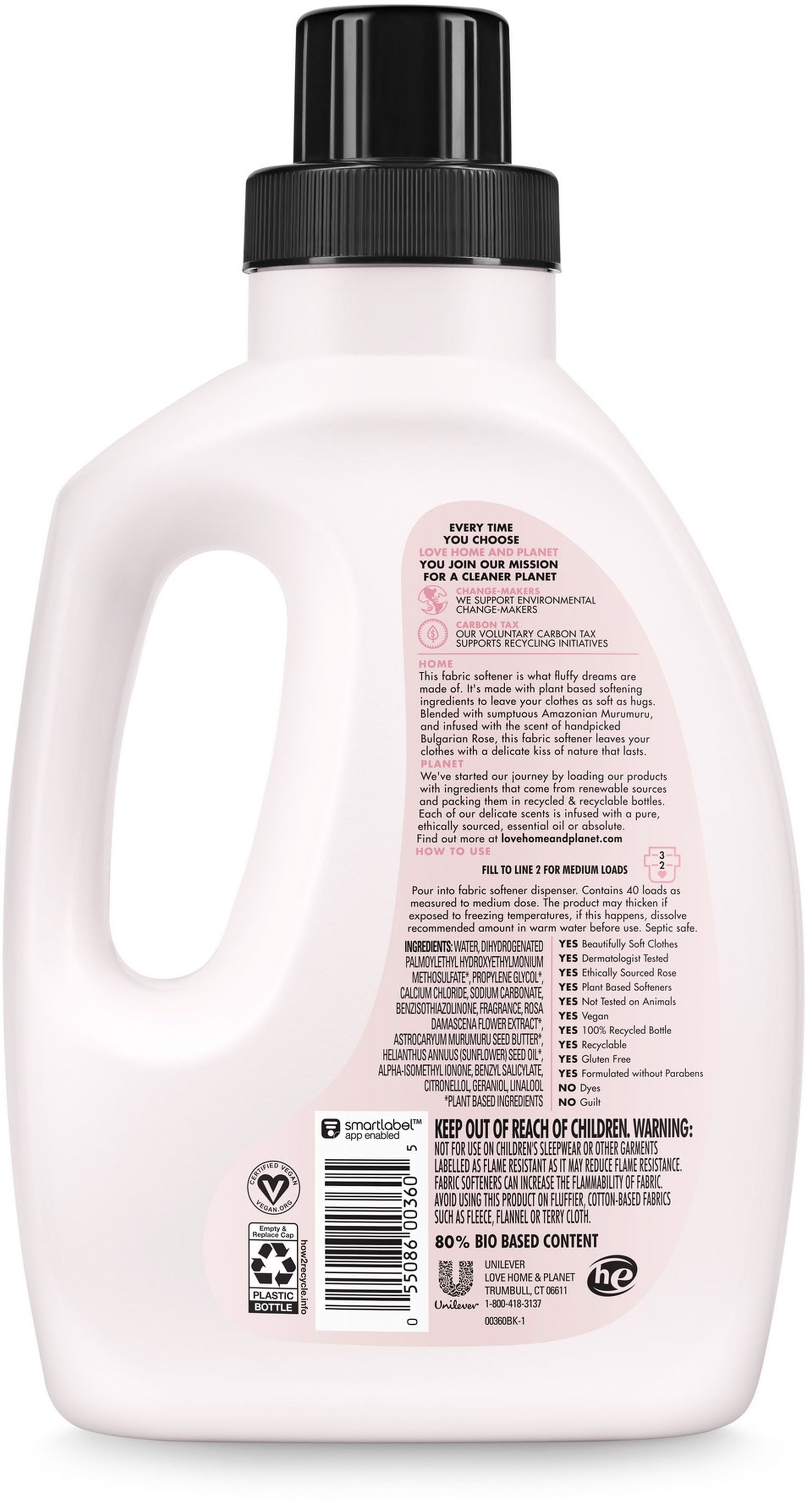 Love Home And Planet Fabric Softener Rose Petal Murumuru 40 Oz Walmart Com Walmart Com