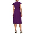 thumbnail image 4 of INSPIRE CHIC Women's Pleated Dress Mock Neck Cap Sleeve Belted A-Line Dresses XL Purple, 4 of 6