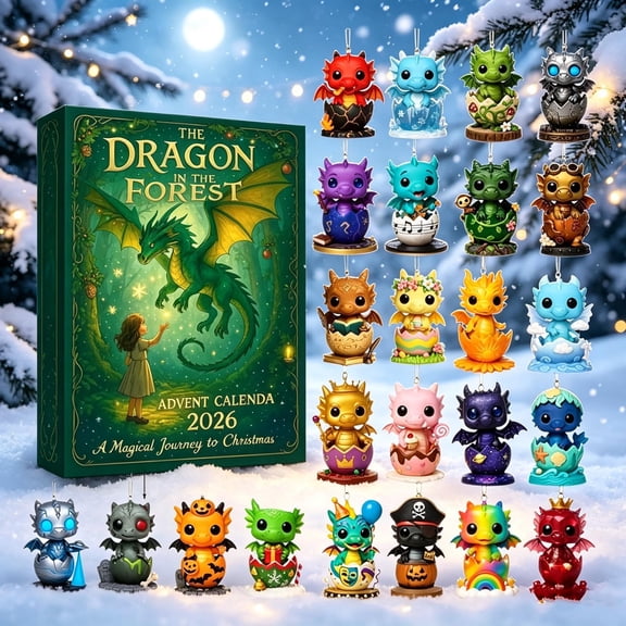 Advent Calendar 2026, 24 Days of Christmas Countdown, Forest Dragon Ornament Set, 24 Fantasy Surprises, Xmas Gifts for Kids