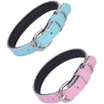 thumbnail image 4 of Cute Pet Cat Collar 2-Pack Kitty Collars Puppy Dog Collars, Genuine Leather Adjustable Length Easy to Clean Durable and Safe, Bell and Hole Puncher Inclusive, Pink and Blue, 4 of 7