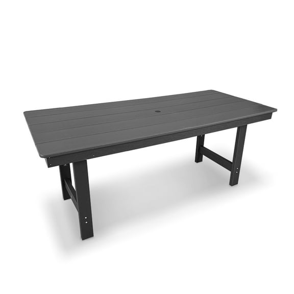 Mosbrisa HDPE Patio Dining Table, with Umbrella Hole, Weather Resistant, for Outdoor, Garden, Yard , 1 Piece, Grey