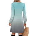 thumbnail image 3 of Maxi Dress for Women 2025 Long Sleeve V-Neck Female Fashion Elegant Dresses Casual Female Straight Evening Dresses Cyan XL, 3 of 4