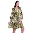 thumbnail image 3 of Moomaya Robe Courte Évasée Imprimée de Designer, Manches Longues, Tunique en Velours, Robes pour Femmes, 3 of 6