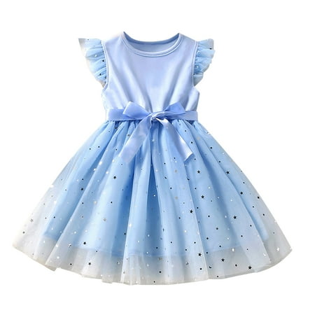 

Girls Dresses Short Sleeve Princess Dress Casual Print Bu2 6Y