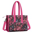 thumbnail image 2 of Teacher Tote Bag,Pioneer Flower Floral Print Pattern Teacher Utility Tote Bag,Large Work Tote Bags for Women with Multiple Pockets,Top Zipper Closure,13.8x10.6x6.7 Inch, 2 of 5