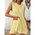 thumbnail image 5 of Women'S Summer 2 Piece Matching Long Sweater Shorts Sets Travel Resort Wear Sleeveless Knit Outfits Yellow S, 5 of 8