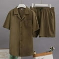 thumbnail image 4 of Bcfgryg Men's Oversized Cotton And Linen Set Two Piece Clothing Shirt Casual Set Shorts Short Sleeved Shirt Set Men’s Formal Shirt and Trouser Set, 4 of 4