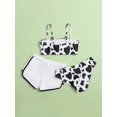 thumbnail image 2 of Trajes de baño para niñas de 3 piezas, traje de baño bikini con estampado de vaca y pantalones cortos, 2 of 5