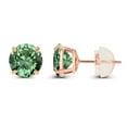 thumbnail image 2 of Decadence 14K Rose Gold Plated Sterling Silver 6mm Round Green Sapphire Birthstone Prong Set Stud Earrings For Women and Girls, 2 of 5