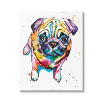 Fun Hued Pug Puppy Animal Animals & Insects Graphic Art Gallery Wrapped Canvas Print Wall Art