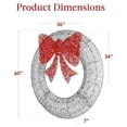 thumbnail image 7 of HHBEAUTY 60in Pre-Lit Outdoor Christmas Wreath Decoration, LED Metal Holiday Decor for Home Exterior, Garden w/ 206 Lights, Bow - Silver/Red, 7 of 7