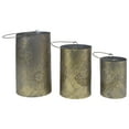 thumbnail image 3 of Northlight Set of 3 Gray and Gold Floral Designed Pillar Candle Lanterns 10", 3 of 5
