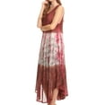 thumbnail image 4 of Sakkas Ombre Floral Tie Dye Tank Sheath Caftan Rayon Dress - Brown / Cream - One Size, 4 of 6