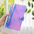 thumbnail image 4 of Clearance! A6 Cover with Ruler Glitter Quciksand PVC Planner Cover Refillable Notebook 6 Round Rings Cute Budget Protector Snap Button Closure for Writing Notebook,Purple, 4 of 9