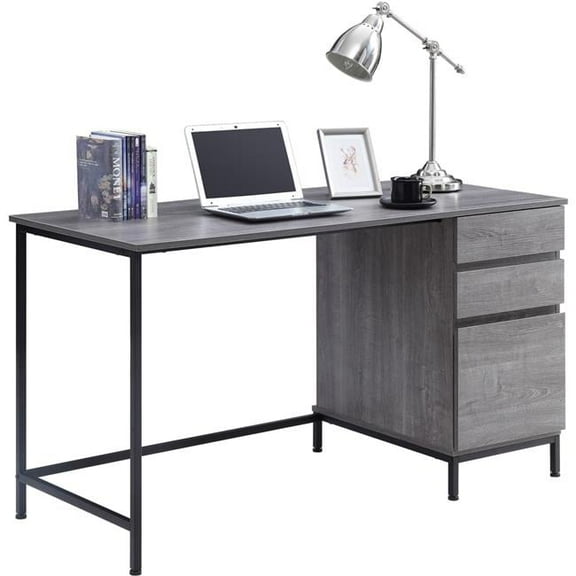 Lorell 55 x 23.6 x 30 in. SOHO 3 Drawer Desk, Charcoal