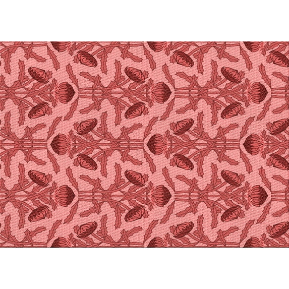 Ahgly Company Machine Washable Indoor Rectangle Transitional Red Area Rugs, 7' x 9'