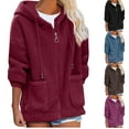 thumbnail image 4 of Lovskoo 2024 Womens Fuzzy Fleece Hooded Jacket Zip Up Long Sleeve Oversized Winter Warm Sweatshirt Hoodies With Pocket Coffee, 4 of 4