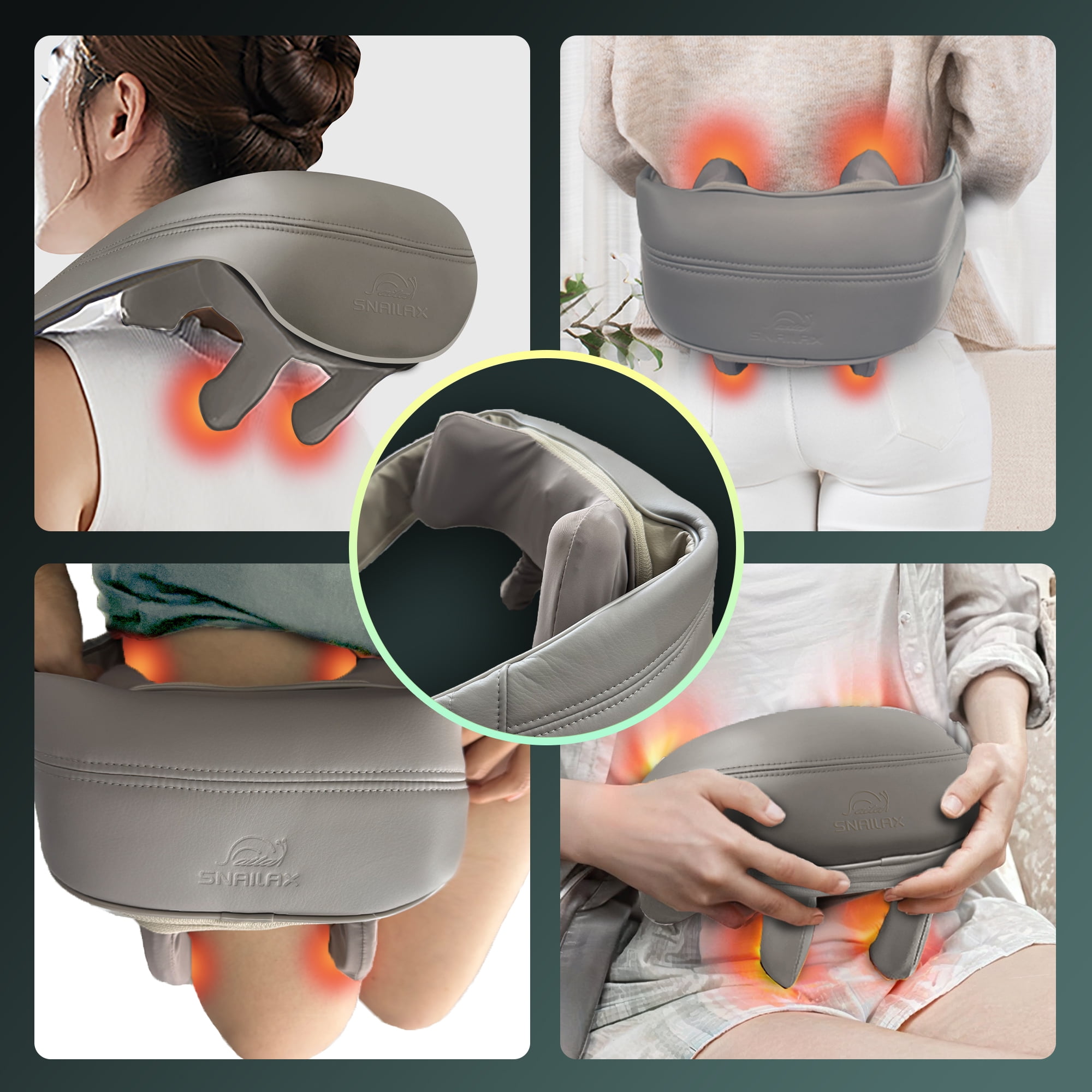 Snailax Cordless Shiatsu Neck & Shoulder Massager with Heat for Pain Relief, Deep Tissue Kneading, Gifts