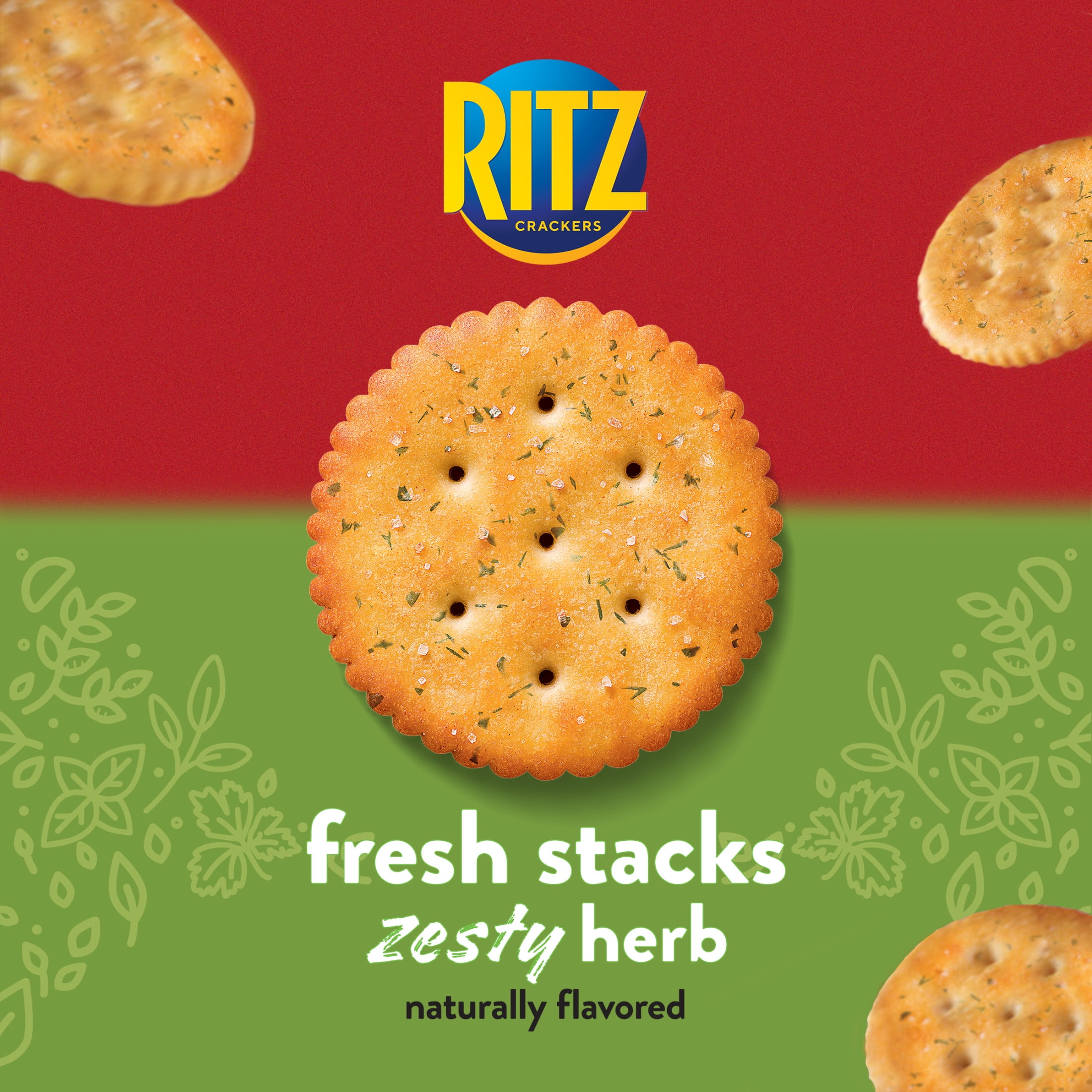 (3 pack) RITZ Fresh Stacks Zesty Herb Crackers, Travel Snacks, 11.8 oz (8 Multi Snack Packs)