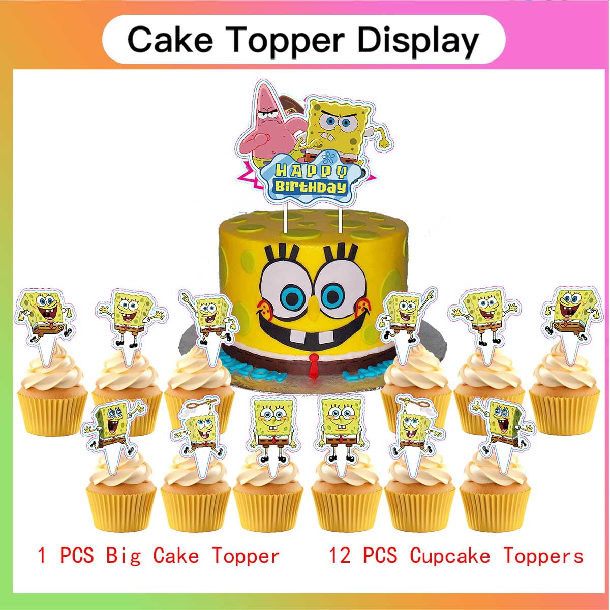 SpongeBob SquarePants Party Supplies Honeycomb Centerpieces Table Toppers Backdrop Decorations for Birthday