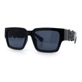 thumbnail image 5 of Locs Mens Bold Gothic Logo Thick Arm Horn Rim Gangster All Black Sunglasses [57mm] Black Gunmetal, 5 of 7