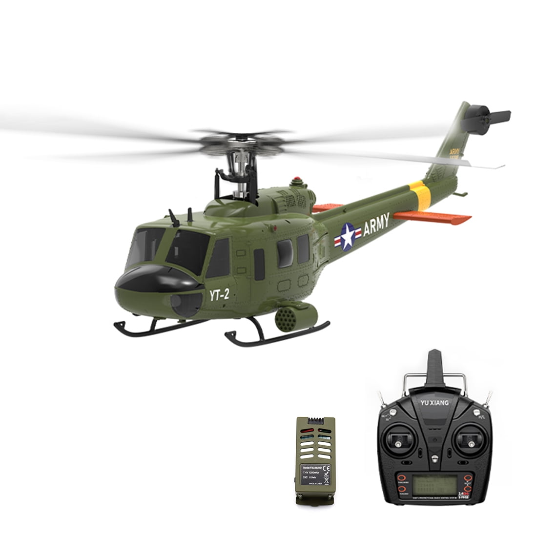F07-V 6CH RC Helicopter, Flybarless UH-1 Huey Scale Model, 3D/6G Dual Mode Brushless Helicopter with Gyro Stabilization for Adults
