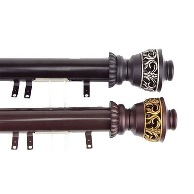 Rear Slider Rod - Rod Desyne DTS-22 Elite Lattice Decorative Traverse Rod with Sliders and Finials
