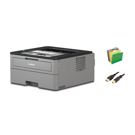Brother HL-L23 Series Compact Monochrome Laser Printer, Print Copy Scan, 26 ppm, Auto 2-Sided Printing, 250-sheet, With MTC Printer Cable and File Folders