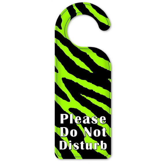 Do Not Disturb Door Knob Hanger Sign - Green Zebra