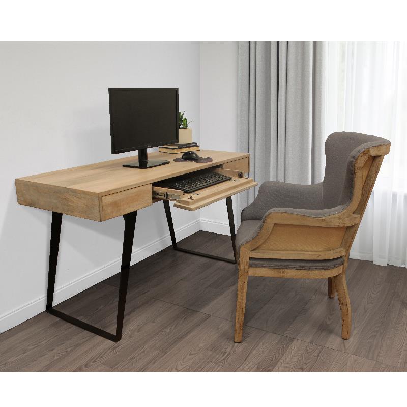 Home Square 2Piece Solid Wood Office Set with 1 Desk & 1 Armchair in
