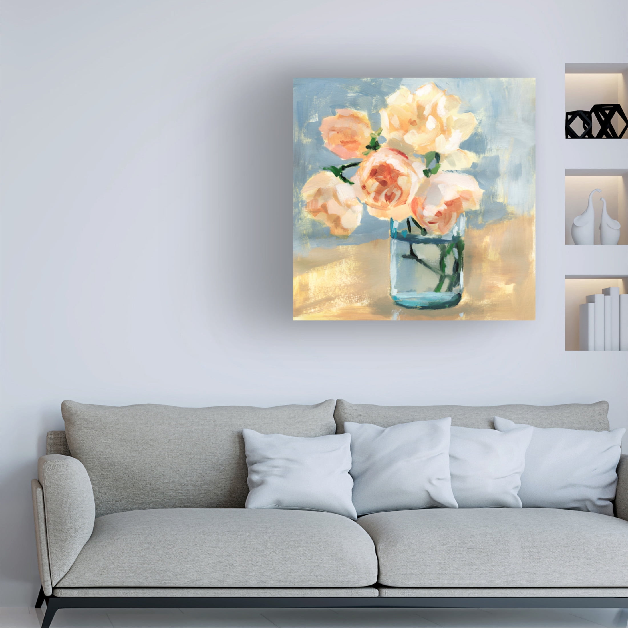 Trademark Fine Art Victoria Barnes  Peonies in Mason Jar I Canvas Wall Art