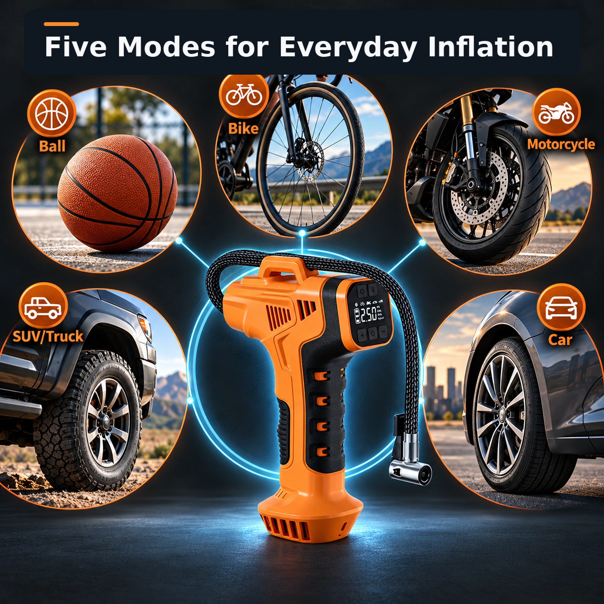 Absoke Cordless Tire Inflator, 150 PSI Air Pump photo 4