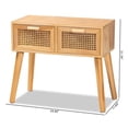 thumbnail image 2 of Baxton Studio Falan Mid-Century Modern Oak Brown Finished Wood 2-Drawer Console Table with Rattan,Wholesale Interiors, 2 of 10