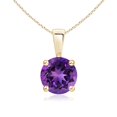 thumbnail image 1 of Angara Collier en Améthyste Naturelle - Pendentif Solitaire en Améthyste Rond à Griffes 1,15 ct en Or Jaune 14K pour Femmes, 1 of 9