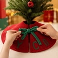 thumbnail image 4 of Mini Knitted Christmas Tree Skirt, Small Red Xmas Tree Mat, Soft Polyester Tabletop Base Mat for Desktop Holiday Decor for Home Fireplace Mantel Ornament Small Desktop Tree, 4 of 7