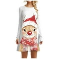 thumbnail image 5 of Drie Long Sleeve Dress Hoodie Women Christmas Sweater Dress Printed Long Sleeve Knit Mini Dress Xmas Tunic Dress White,2XL, 5 of 6