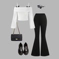 thumbnail image 5 of ZIXKCGDSE Teen Girls Clothes Off Shoulder Tops and Flared Pants Set 2 Piece School Outfit Size 7-8 Years, 5 of 6