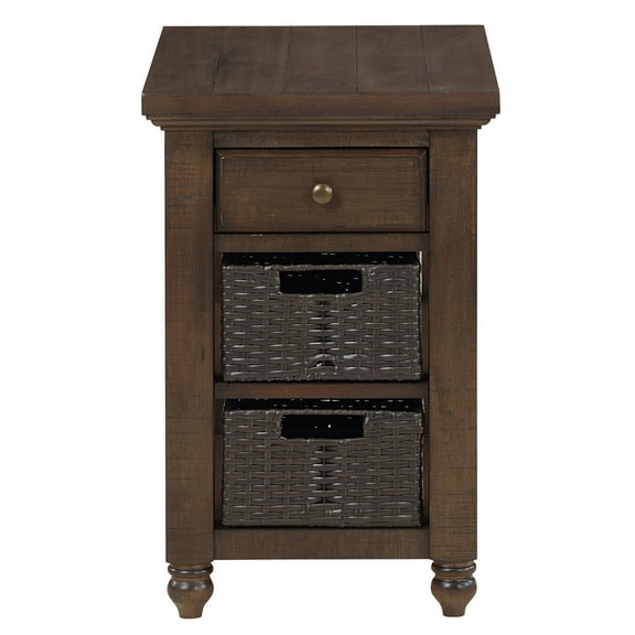 Steve Silver Oliver Traditional Square End Table with 1 Drawer, Burnished Chestnut