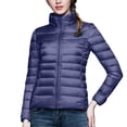 thumbnail image 6 of felwors Puffer Jacket Women Casual Feather Lightweight Down Jackets Packable Solid Color Puffer Coats With Storage Bag Winter Dark Blue, M, 6 of 6
