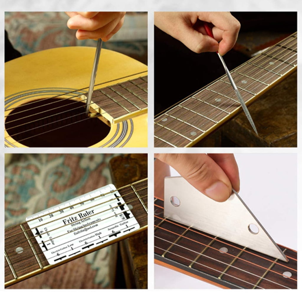 25Pcs Guitar Setup Kits with String Action Ruler Luthier File Guitar Bridge Pins