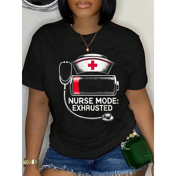 Cotton Vintage Funny Nurse T-Shirt Women's Graphic Tee Casual Tops